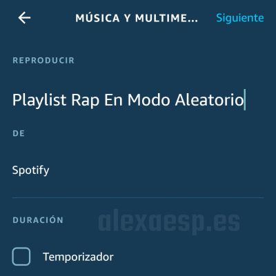 reproducir música y playlist en rutina en modo aleatorio alexa amazon echo